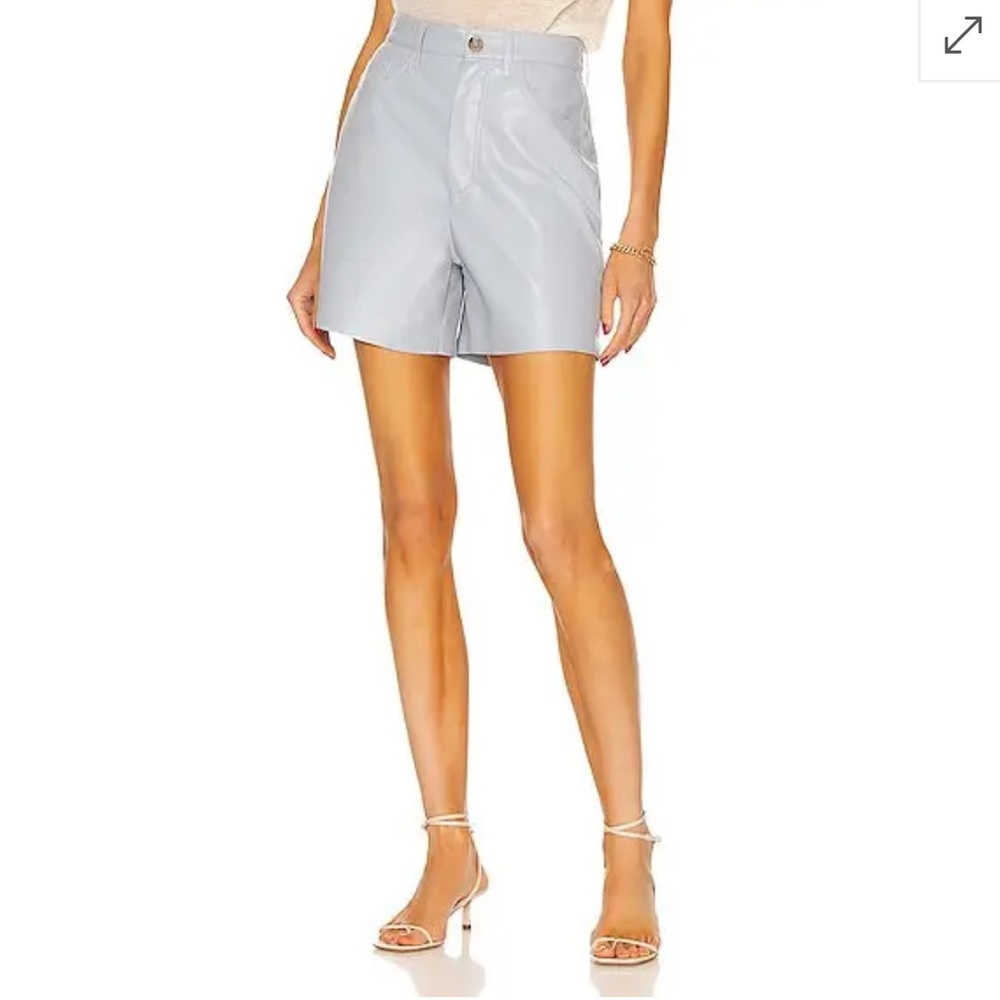 Nanushka Leana High Waist Light Dusty Blue Vegan Leather Shorts